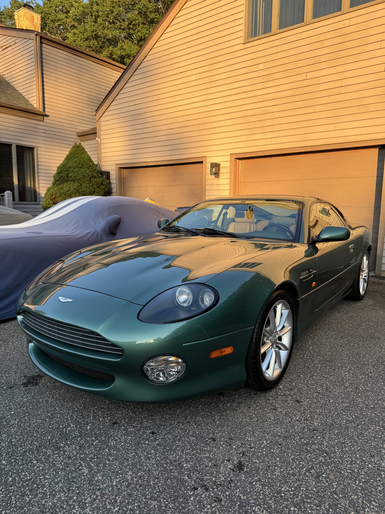 Green Aston Martin DB7 Vantage coupe after detailing